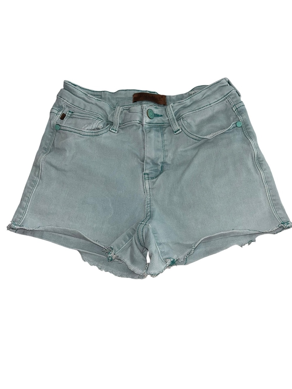 Judy Blue Women’s Small Mint Green Garment Dyed Denim Shorts Raw Hem